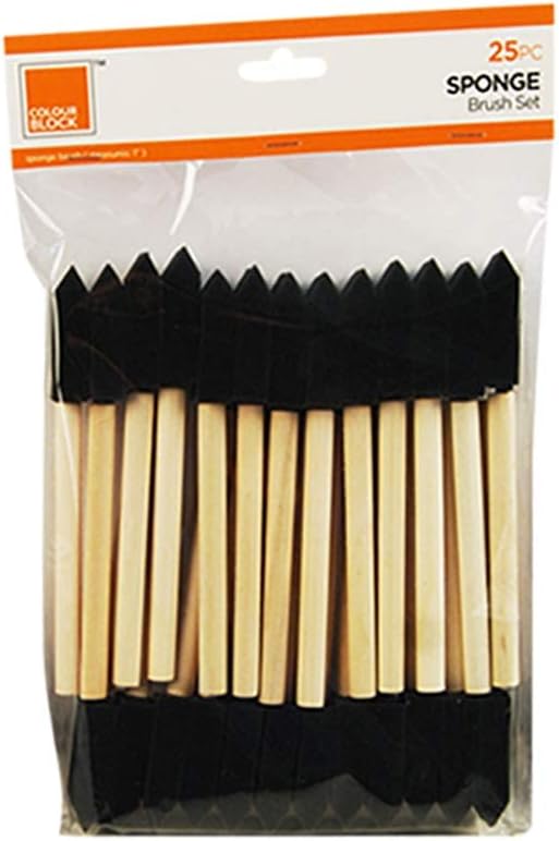 【COLOUR BLOCK】25入 1吋泡棉畫筆刷組|適用壓克力顏料、白膠、木蠟油、樹脂與更多媒材