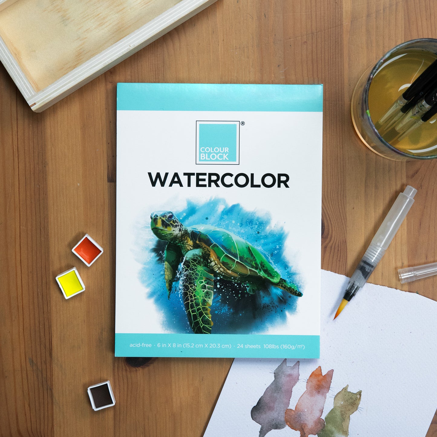 【COLOUR BLOCK】17PCS 半乾木盒水彩