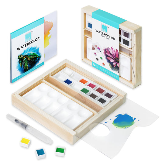 【COLOUR BLOCK】17PCS 半乾木盒水彩