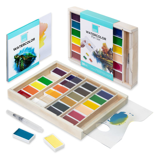 【COLOUR BLOCK】28PCS 半乾木盒水彩