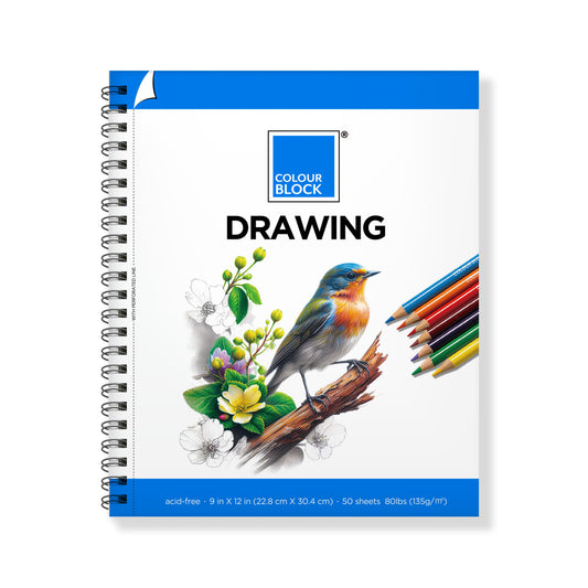 【COLOUR BLOCK】9x12 吋螺旋裝訂繪圖本 50張 環保無酸紙 學生 藝術家適用