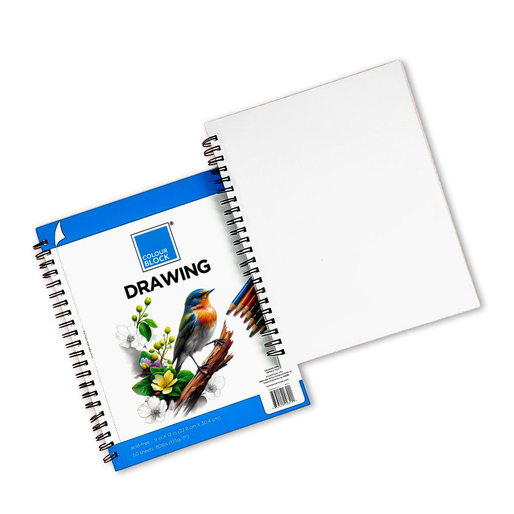 【COLOUR BLOCK】9x12 吋螺旋裝訂繪圖本 50張 環保無酸紙 學生 藝術家適用