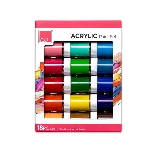 【COLOUR BLOCK】18色 罐裝壓克力顏料 基礎色組